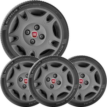 Imagem de Kit 4 Calota FIAT PALIO UNO MILLE SIENA Aro 13 Grafite 050cb - Grid