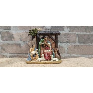 Imagem de Presépio de Natal Sagrada Familia Resina Decorativo 15cm - Zona Livre