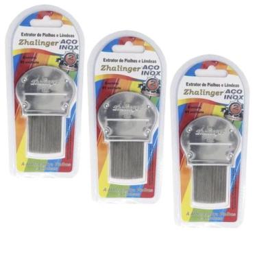 Imagem de Kit 3 Pente Fino Aço Inox Para Piolhos e Lêndeas - Zhalinger