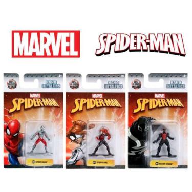 Imagem de Miniaturas Marvel Metalfigs SpiderMan Aranhaverso 3 Unidades - JADA