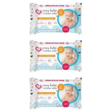 Imagem de Kit 03 Pacotes de Lenços Umedecidos Meu Bebê Minha Vida 90 Unidades - 