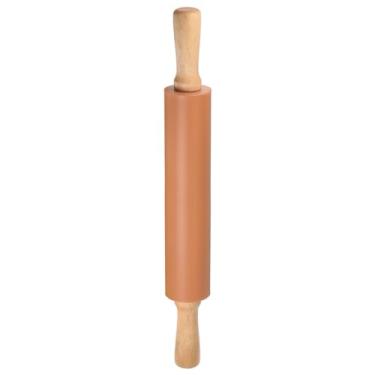 Imagem de HARFINGTON Rolos de silicone para assar cabo de madeira de 43 cm antiaderente, rolo pequeno, massa, pizza, pastelaria, fondant, cozinha, marrom
