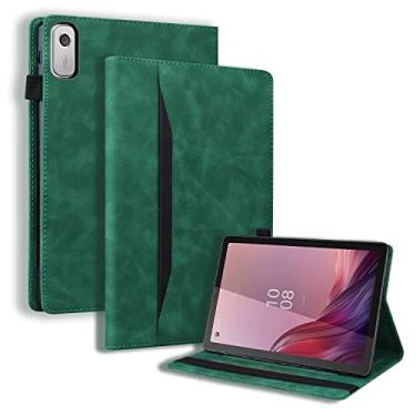 Imagem de Varohix Capa para tablet Lenovo Tab M9 HD (9 polegadas) TB-310FU Capa protetora de couro PU premium Folio Flip Business Case Capa para tablet com bolso para cartão, verde vintage