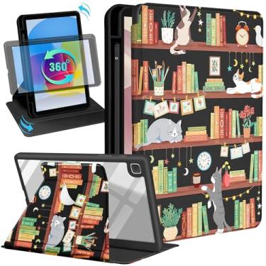 Imagem de Uppuppy Capa para Samsung Galaxy Tab A7 Lite de 8,7 polegadas com suporte para lápis, mulheres, crianças, meninas, fofas, meninas, desenho kawaii, design exclusivo, suporte giratório para tablet