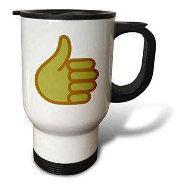 Imagem de 3dRose Emoji de polegar para cima, mão amarela em um fundo branco Caneca de viagem, 400 ml