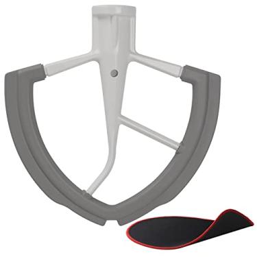 Imagem de Batedor de borda flexível de 6 litros para batedeiras Kitchenaid Bowl-Lift, acessório de pá Kitchenaid com bordas de silicone flexíveis para ambos os lados, raspador de tigela e tapete deslizante para batedeira Kitchenaid de 6 litros