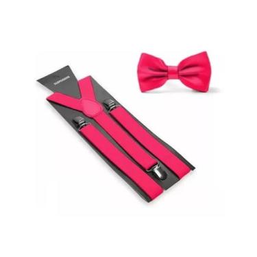Imagem de 5 Kits Suspensório + Gravata Borboleta Adulto - STYLESTORE, Rosa pink,