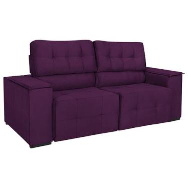 Imagem de Sofá Cama Retrátil Sala Vicenza 175cm Suede - Doce Sonho Móveis, Roxo