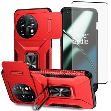 Imagem de Vavies Capa para OnePlus 11, capa One Plus 11 5G PHB110 com protetor de tela de vidro temperado e capa de câmera deslizante, anel magnético suporte para carro capa à prova de choque para OnePlus 11 5G