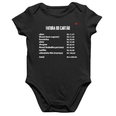Imagem de Body Bebê Algodão Fatura do Cartão - Foca na Moda, Preto, M