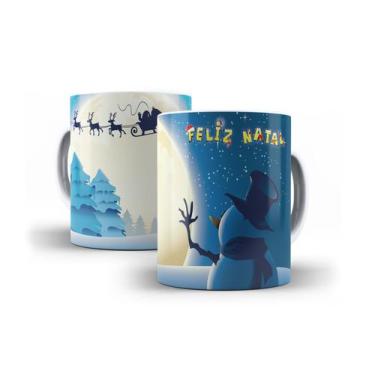 Imagem de Xícara Branca Porcelana Feliz Natal + Caixinha - RYLLO