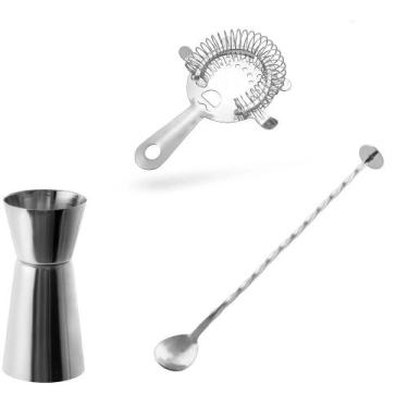 Imagem de Dosador duplo, Strainer e  colher bailarina para drinks -  inox - MIMO
