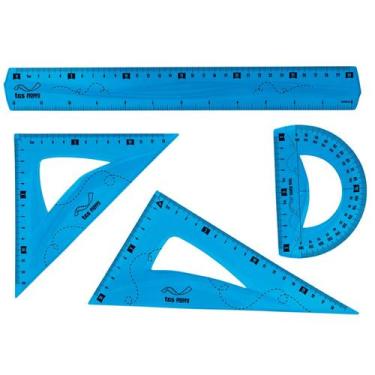 Imagem de Kit Jogo De regua Flexível Silicone Tris Esquadro Transferidor Origina