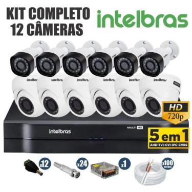 Imagem de Kit CFTV Intelbras Completo 12 Câmeras AHD 720P DVR 16 Canais