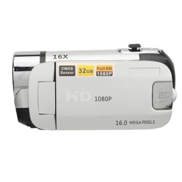 Imagem de Câmera Digital D90 16MP Filmadora de 2,4 Polegadas Com Luz de Preenchimento para Viagens, Registros Universitários, Microfone Externo, 32 GB/branco (Prata)