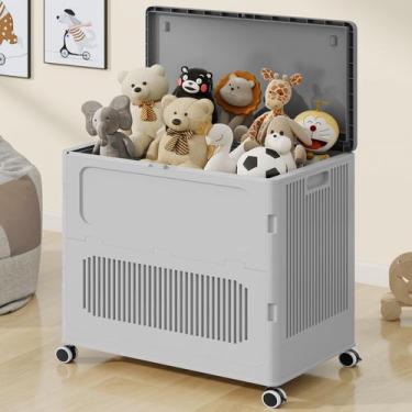 Imagem de Caixa de Brinquedos Dimmeda Large 135 Qt com Tampa de Plástico Cinza
