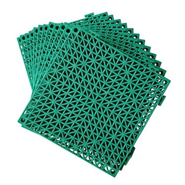 Imagem de Jaderlu 12 Pack Modular Interlocking Cushion 11.6" x 11.6" Rubber Mat Floor Tile Mats Drain Pool Patio Balcony Yard Pet Area Washer Pad(Green)