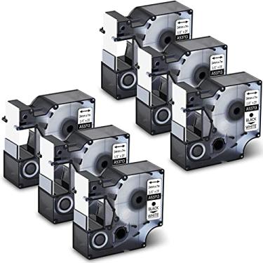 Imagem de GREENCYCLE Fita adesiva 53713 S0720930 compatível com cartucho DYMO D1 1" (24 mm) x 23 pés (7 m) para LabelManager 450D 500TS LabelWriter 450 Duo MobileLabeler (preto sobre branco, pacote com 6)