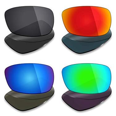 Imagem de Mryok 4 pares de lentes polarizadas de substituição para óculos de sol Oakley Crosshair 2.0 - preto furtivo/vermelho fogo/azul gelo/verde esmeralda