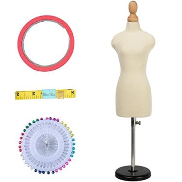 Imagem de Parfumfloral Manequim de Vestido Feminino(Não Tamanho Adulto Completo) Miniforma de Vestido de Calça de Costura Em Miniatura Diretamente No Corpo Por Dentro, Manequim de Costureira (45294, Bege)