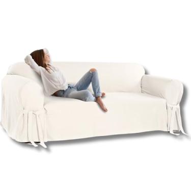 Imagem de Capa para Sofá de 2 Lugares em Brim Sarja 100% Algodão Cor:Crua