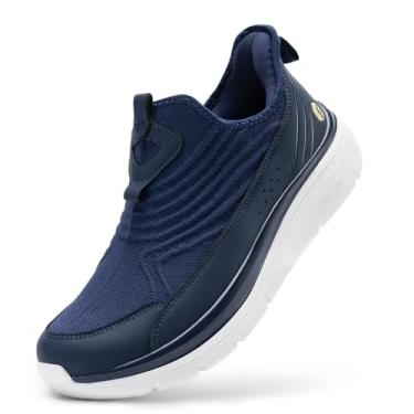 Imagem de FitVille Tênis de caminhada masculino extra largo, tênis respirável com as mãos livres, sapatos ortopédicos confortáveis para ficar em pé o dia todo - Step Ease V1, Azul marinho, 10 X-Wide