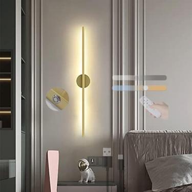 Imagem de Luminárias de parede modernas, arandela LED regulável com controle remoto, luminária de parede com interruptor de toque, iluminação alimentada por bateria recarregável por USB, rotação de 35