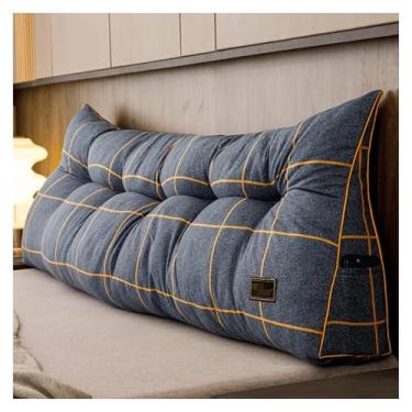 Imagem de CFLNYC Large Triangle Headboard Pillow Queen Size Cushion Headboard Rest Pillow with Removable Cover for Watching TV, Relaxing(Plaid,Full(47"/120cm))