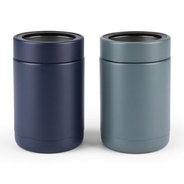 Imagem de Olympia Tools Refrigerador de lata padrão de 2 unidades para cerveja e refrigerante | manga para bebidas de 12 onças em aço inoxidável, suporte para bebidas com isolamento a vácuo de parede