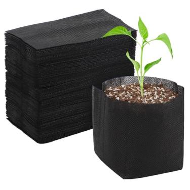 Imagem de GREANER 100 unidades de sacos de berçário, vasos de sementes biodegradáveis de 16,3 x 5,7 polegadas, sacos de plantas para plantio, sacos de cultivo de plantas para plantas, árvores, flores, mudas,