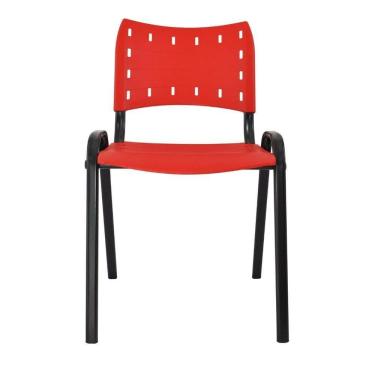Imagem de Cadeira Iso Para Escola Escritório Comércio Vermelho Base Preta