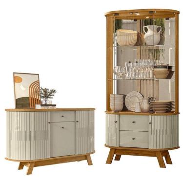 Imagem de Aparador Para Sala Buffet Monza E Cristaleira Moss Cumaru Opala - Madetec
