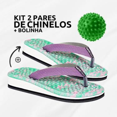 Imagem de Kit 2 Pares Chinelo Ortopedico Uniflex +Bolinha Massageadora, 37/38, 2