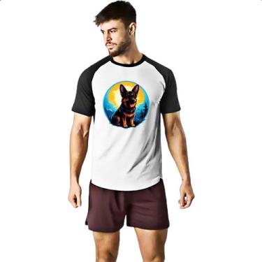 Imagem de Camiseta Raglan Filhote pastor alemao sunset art - Alearts, GG