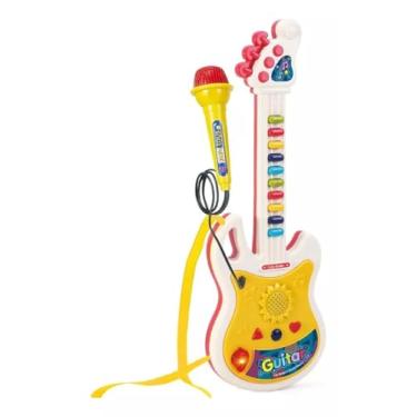 Imagem de Guitarra Brinquedo Infantil Musical Com Microfone (Vermelha)
