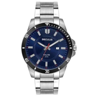 Imagem de Relógio Masculino Seculus com Calendário De Aço Cor Prata