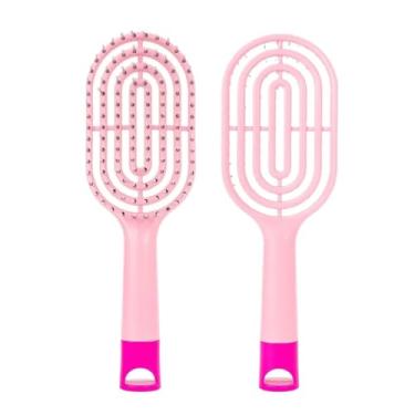 Imagem de Pentes de cabelo emaranhados, pente de massagem para couro cabeludo, desembaraçador, cacheado, molhado, seco, grosso, escova alisadora, acessório de escova de cabelo (vermelho)