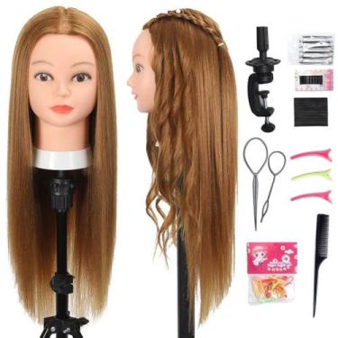 Imagem de Cabeça de Maniquim Opini com 80% de Cabelo Humano Liso (26-28")