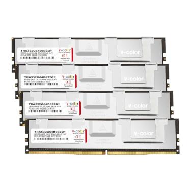 Imagem de V-Color DDR5 128GB (32GBx4) 6400MHz CL32 2Gx8 2Rx8 OC R-DIMM (Overclocking ECC Registered DIMM) 1,4 V RAM de memória para estação de trabalho TRX50 (AMD Expo) (TRA532G64D832Q)