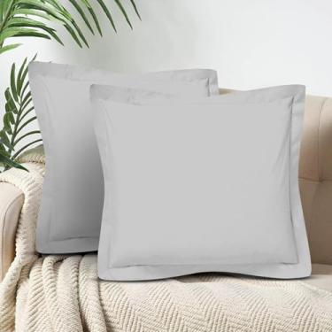 Imagem de Super Soft 500 TC Euro Sham Covers Conjunto de 2 fronhas quadradas decorativas 100% algodão egípcio macio para a pele (cinza prateado, Euro 24 x 24)