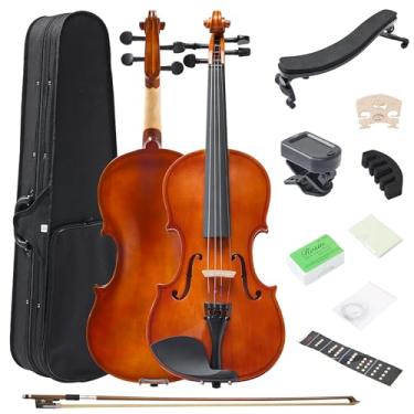 Imagem de FDT&ENJOY Violino para iniciantes adultos, violino 4/4, violinos acústicos de tamanho completo, kit iniciante para estudantes inclui estojo de violino, resina de violino, arco de violino, ponte de