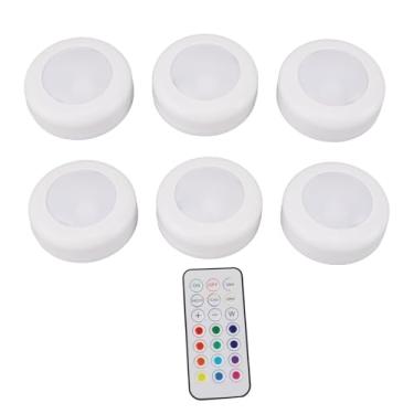 Imagem de Luzes de disco LED GRCFUMO 6PCS, luzes brancas com controle remoto, lâmpada circular diminuída para submarino de armário do armário