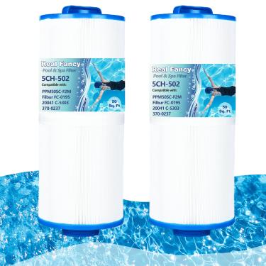 Imagem de Real Fancy Cartucho de substituição de filtro de piscina Hot Tub Spa pacote com 2 unidades de substituição Unicel 5CH-502, C-5303, Filbur FC-0195, Pleatco PPM50SC-F2M, PDC30-AFS, Baleen AK-90106,
