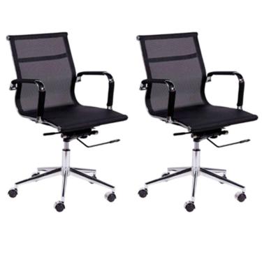 Imagem de Kit 2 Cadeiras Sydney Diretor Com Estrutura Em Aço Cromado Preto
