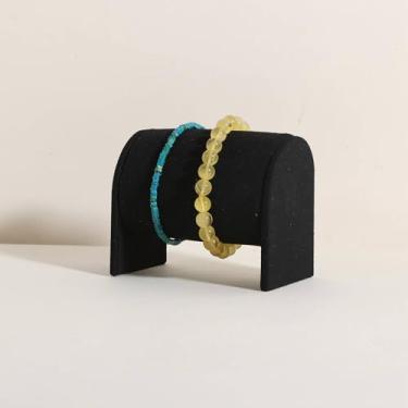 Imagem de GemeShou Organizador de pulseira bege para boutique, suporte de exibição de relógio de veludo para venda, suporte de pulseira de joias femininas para decoração de casa de bancada 【Suporte de pulseira