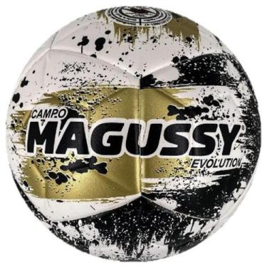 Imagem de Bola Futebol De Campo Evolution Magussy, Branco, Dourado, Preto