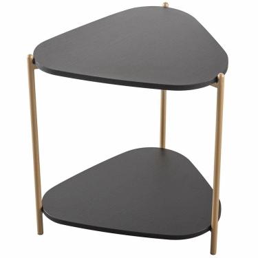 Imagem de Mesa Lateral Para Sala De Estar Pés Metálicos Adek A03 Nero Dourado - Lyam Decor