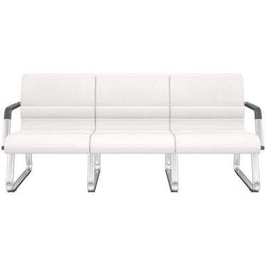 Imagem de Cadeira Longarina 3 Lugares Recepção com Braço Pés Cromado Lev P03 Vin