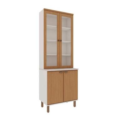 Imagem de Cristaleira 80cm com Portas de Vidro e Prateleiras 100% MDF - GenialFl