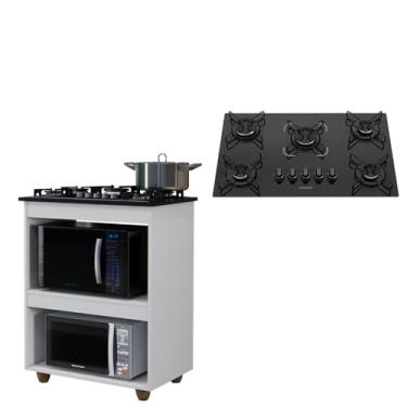 Imagem de Kit Balcão Cooktop Turim Branco Com Fogão Cooktop 5 Bocas Itatiaia